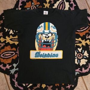 🔥🔥Vintage Taz Dolphins Black Made In Usa Single Stitch Tee🔥🔥Size M